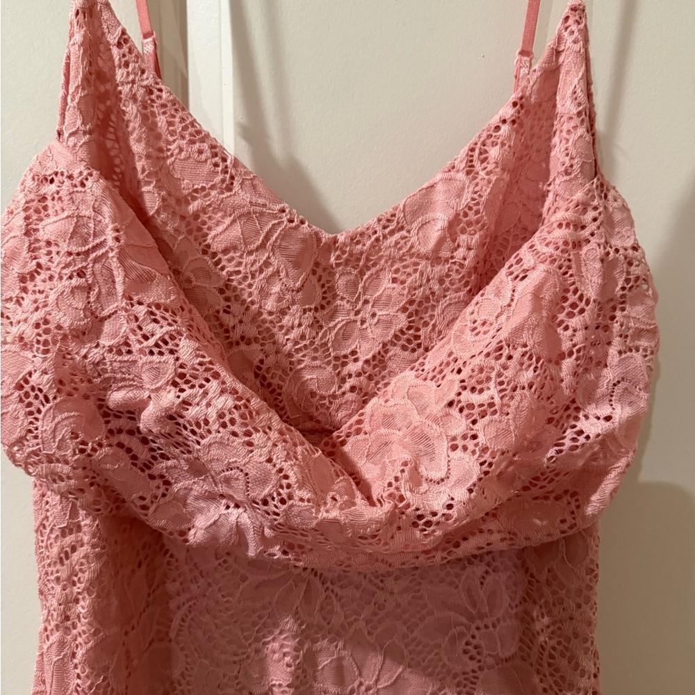 Fashion Nova Blush Lace Maxi Dress